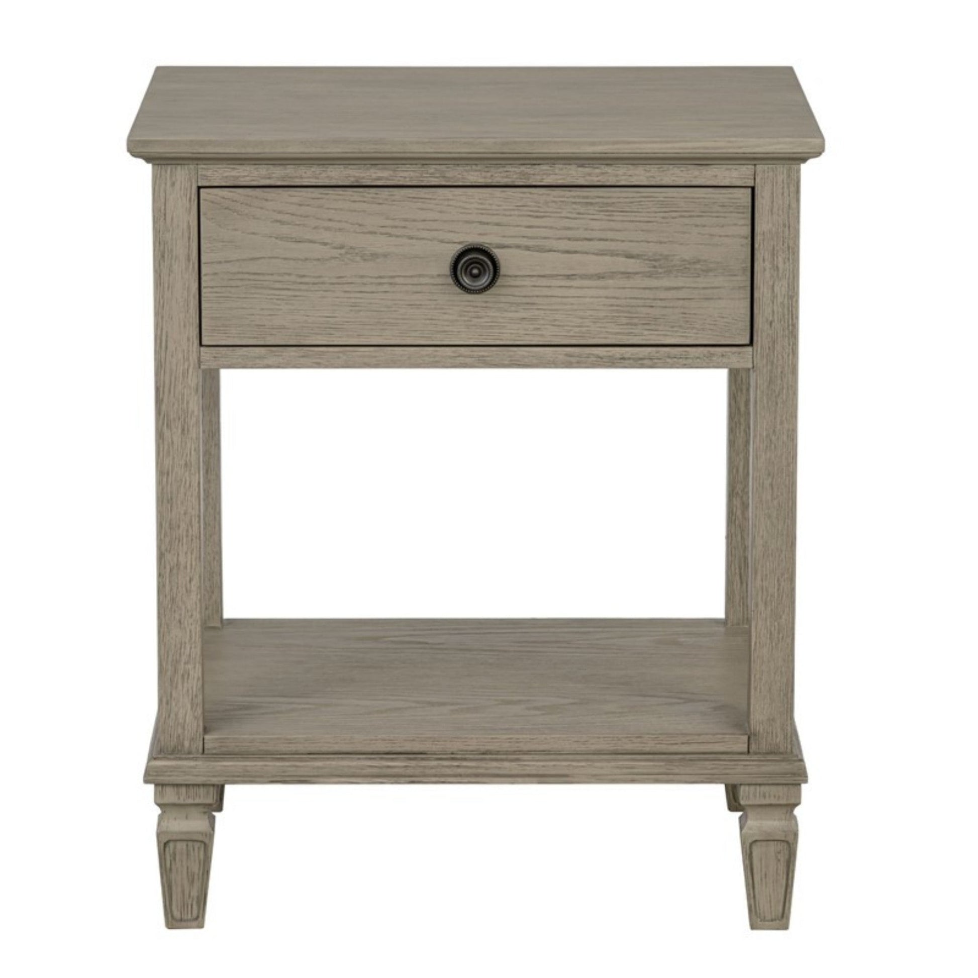 Victoria Reclaimed Grey Bedside Table with Drawer and Shelf in Wood Veneer - 1st Choice Furniture Direct