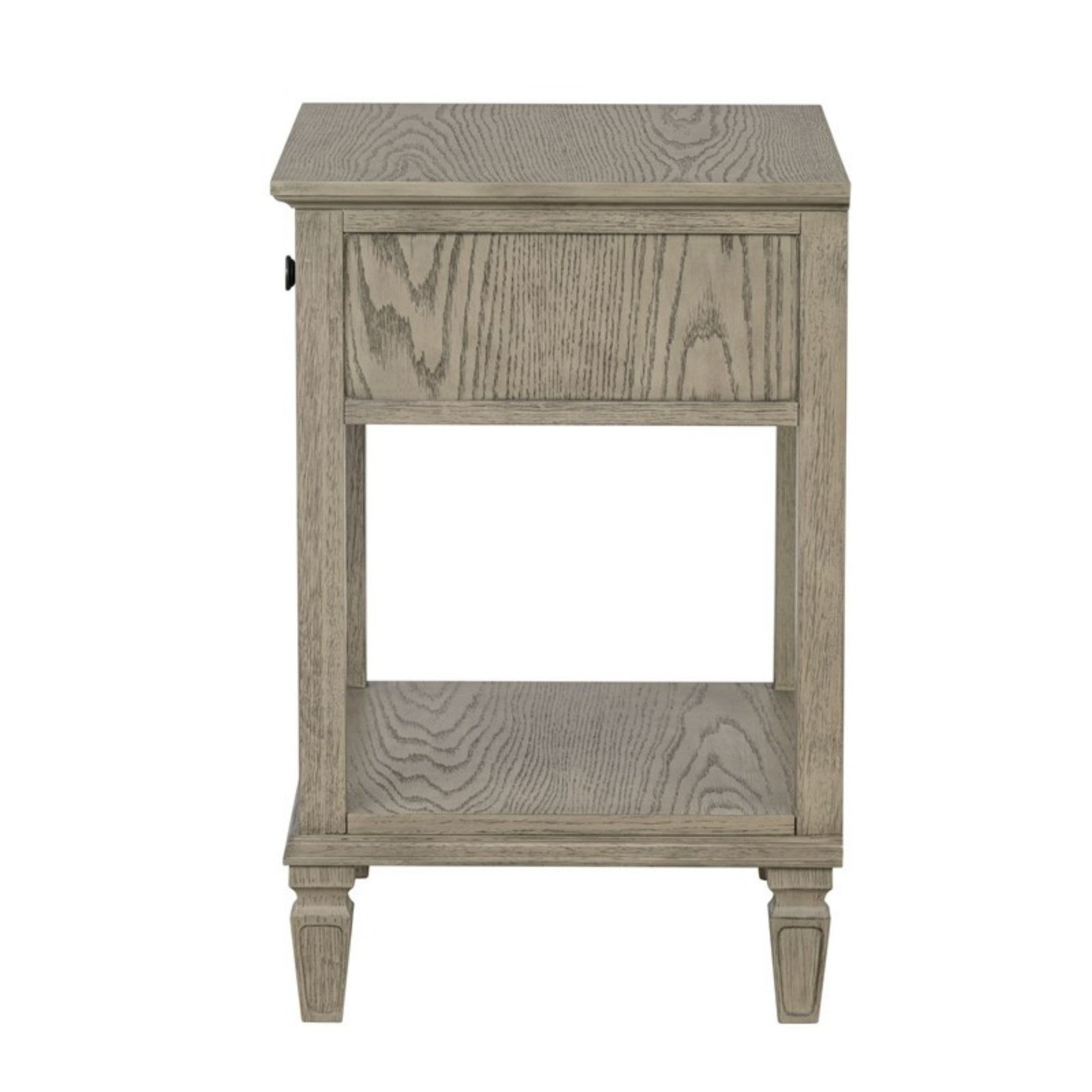 Victoria Reclaimed Grey Bedside Table with Drawer and Shelf in Wood Veneer - 1st Choice Furniture Direct
