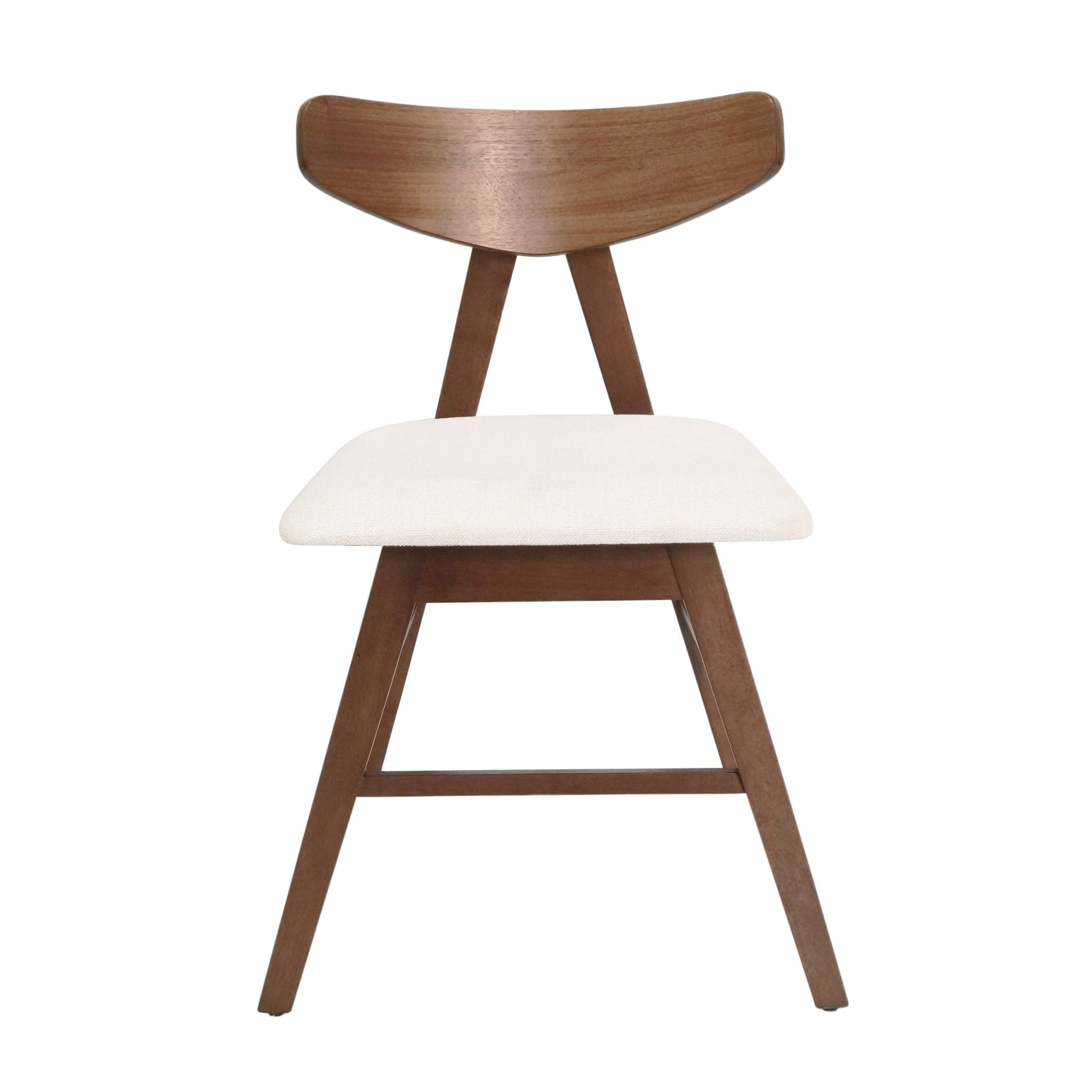VIDA Mid - Century Modern Dining Chair Set of 2 with Upholstered Seats in Light Beige Fabric - 1st Choice Furniture Direct