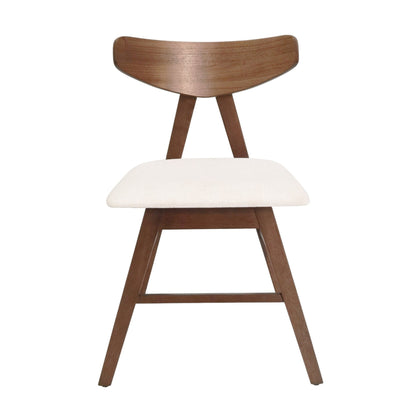 VIDA Mid - Century Modern Dining Chair Set of 2 with Upholstered Seats in Light Beige Fabric - 1st Choice Furniture Direct