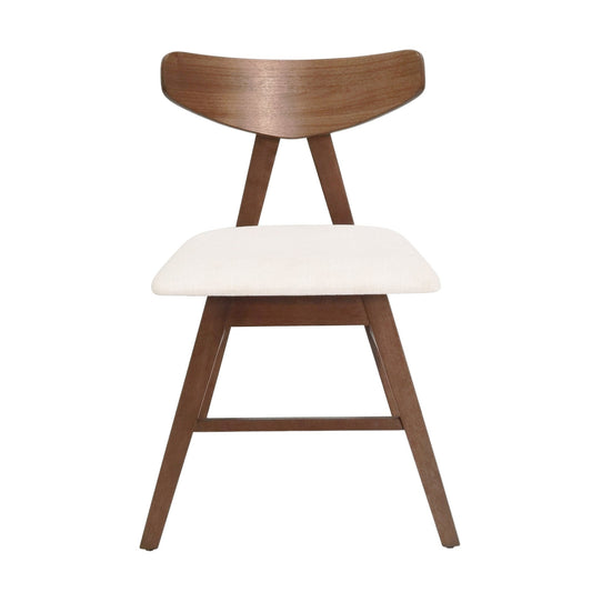 VIDA Mid - Century Modern Dining Chair Set of 2 with Upholstered Seats in Light Beige Fabric - 1st Choice Furniture Direct