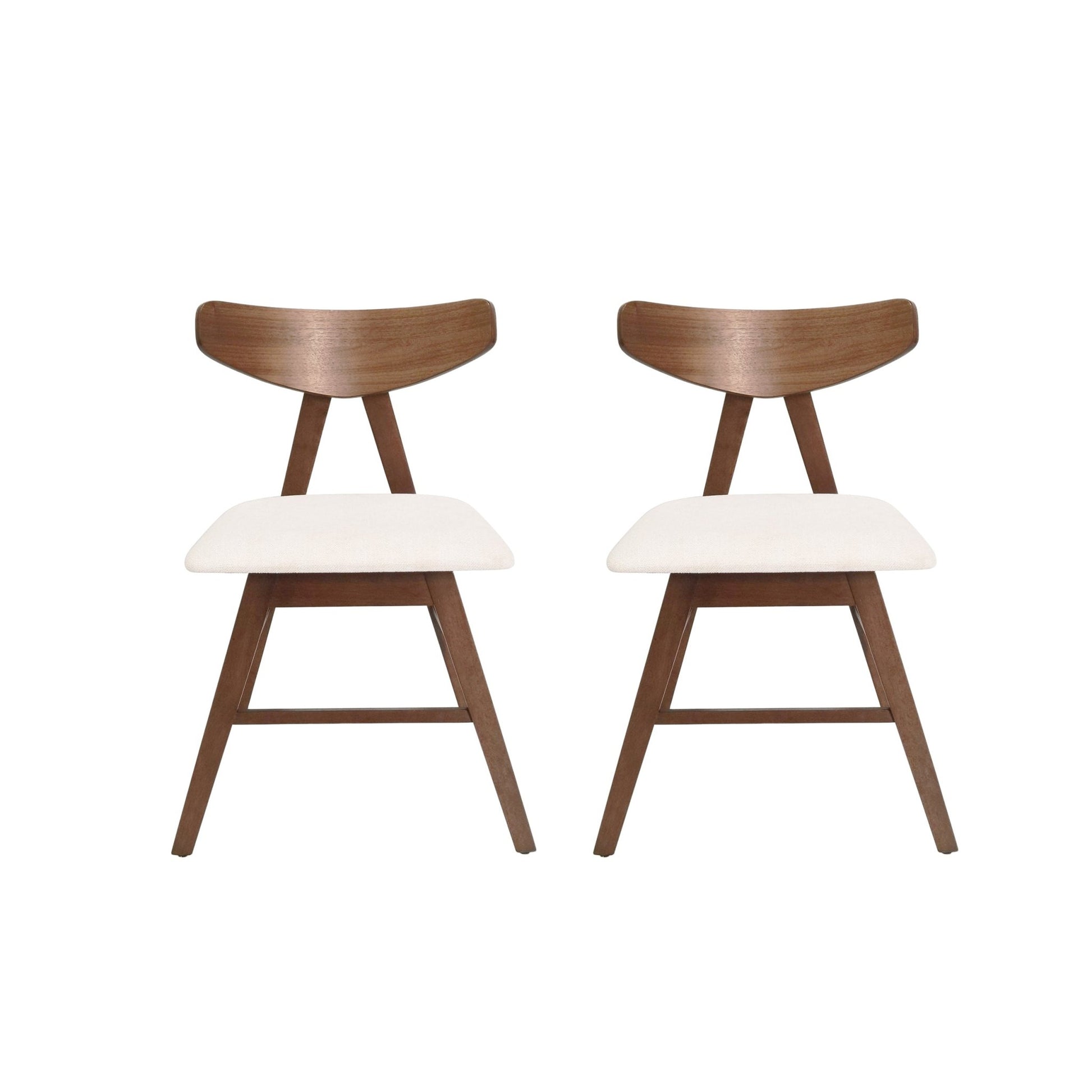 VIDA Mid - Century Modern Dining Chair Set of 2 with Upholstered Seats in Light Beige Fabric - 1st Choice Furniture Direct