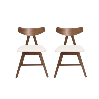 VIDA Mid - Century Modern Dining Chair Set of 2 with Upholstered Seats in Light Beige Fabric - 1st Choice Furniture Direct