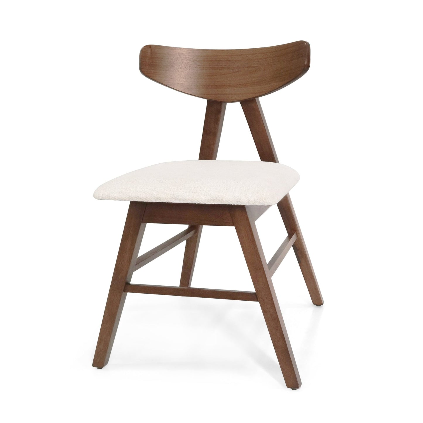 VIDA Mid - Century Modern Dining Chair Set of 2 with Upholstered Seats in Light Beige Fabric - 1st Choice Furniture Direct