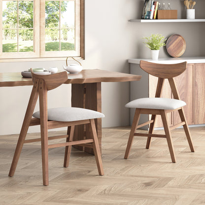 VIDA Mid - Century Modern Dining Chair Set of 2 with Upholstered Seats in Light Beige Fabric - 1st Choice Furniture Direct