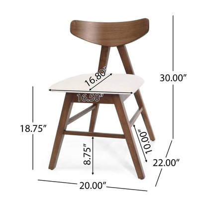 VIDA Mid - Century Modern Dining Chair Set of 2 with Upholstered Seats in Light Beige Fabric - 1st Choice Furniture Direct