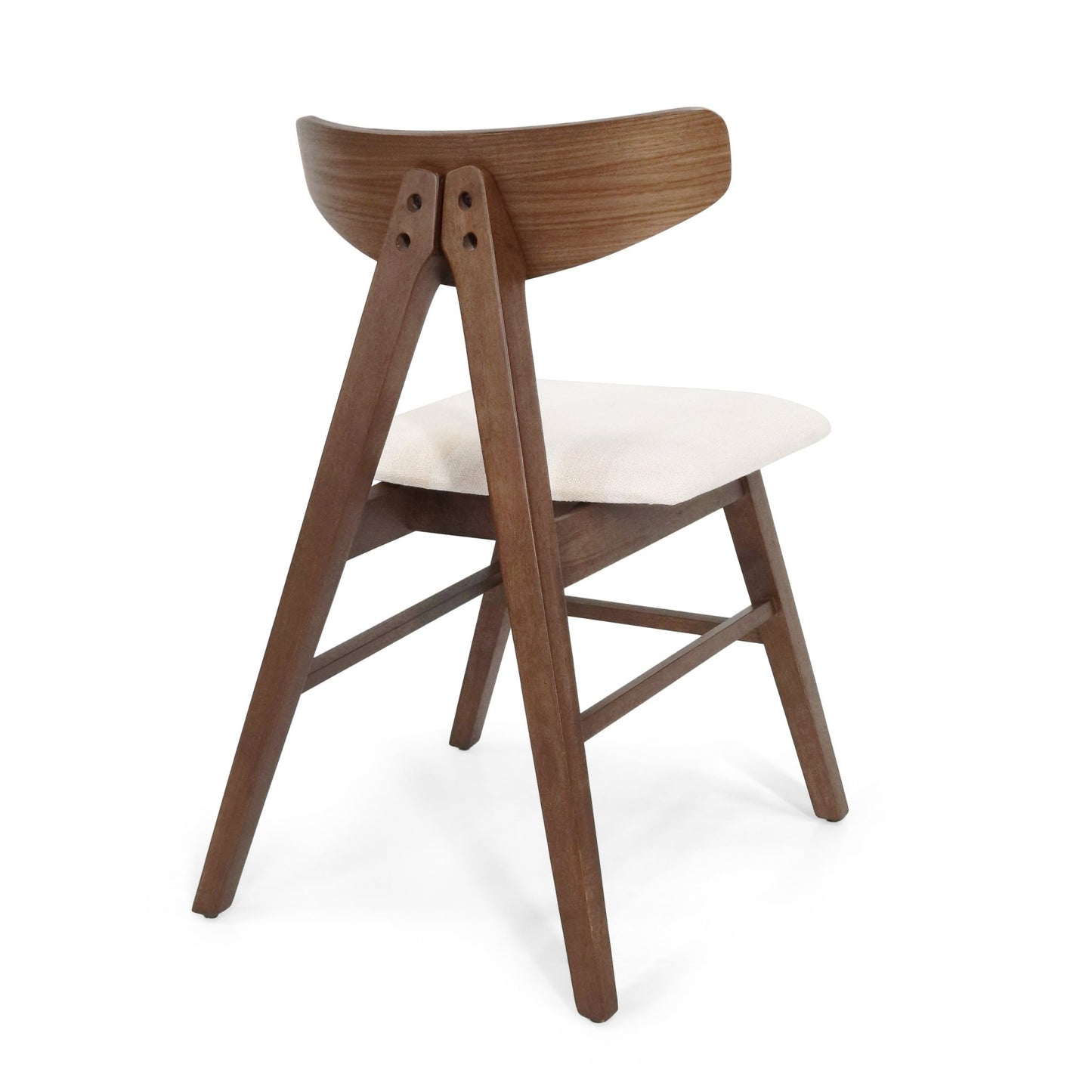 VIDA Mid - Century Modern Dining Chair Set of 2 with Upholstered Seats in Light Beige Fabric - 1st Choice Furniture Direct