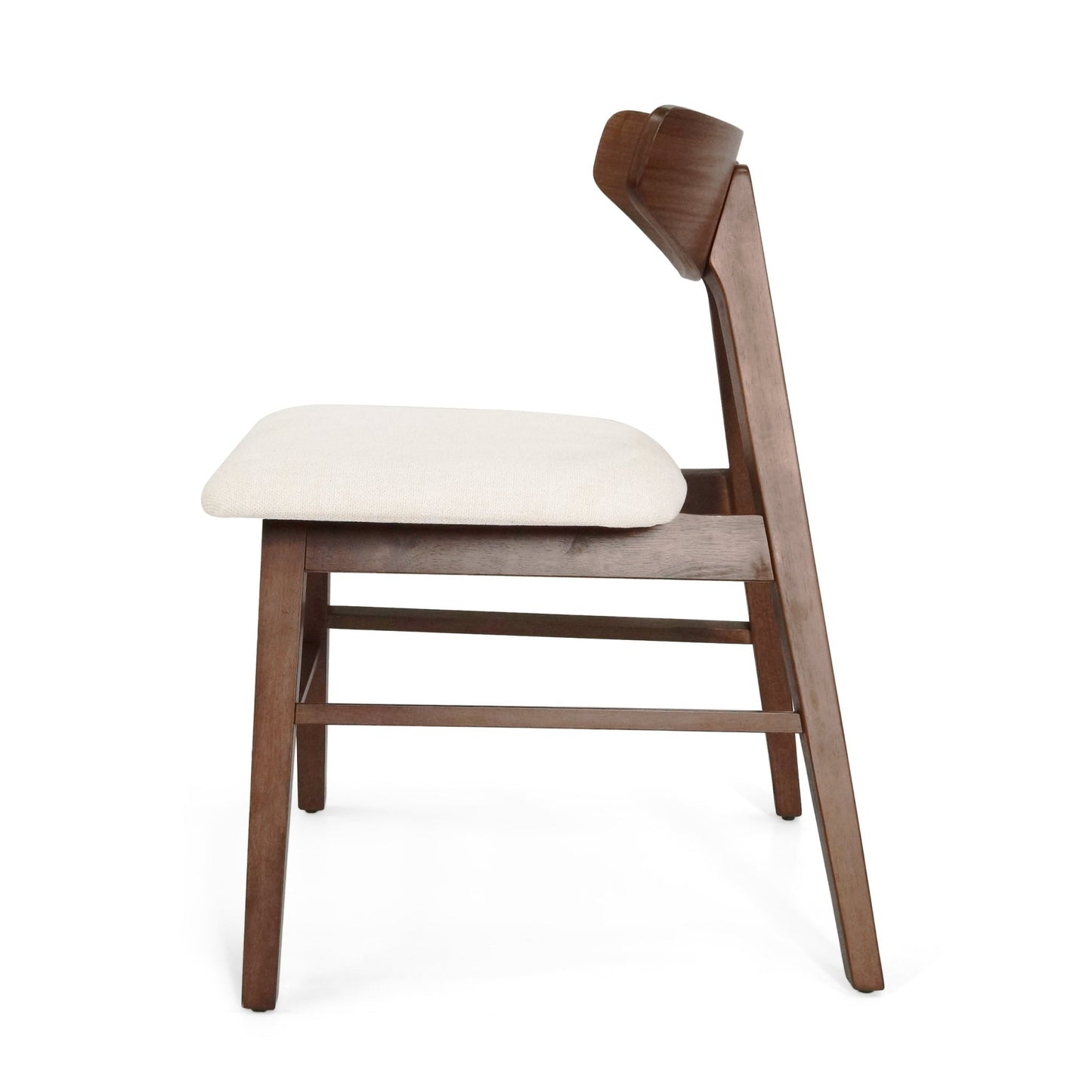 VIDA Mid - Century Modern Dining Chair Set of 2 with Upholstered Seats in Light Beige Fabric - 1st Choice Furniture Direct