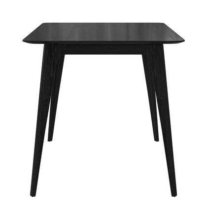 [Video] Mid-Century Modern 5-Piece Dining Set, Rubberwood Frame, One Table and 4 Upholstered Chairs, Black +Light Beige - 1st Choice Furniture Direct