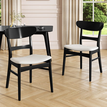 [Video] Mid-Century Modern 5-Piece Dining Set, Rubberwood Frame, One Table and 4 Upholstered Chairs, Black +Light Beige - 1st Choice Furniture Direct