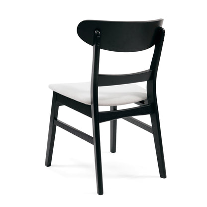 [Video] Mid-Century Modern 5-Piece Dining Set, Rubberwood Frame, One Table and 4 Upholstered Chairs, Black +Light Beige - 1st Choice Furniture Direct