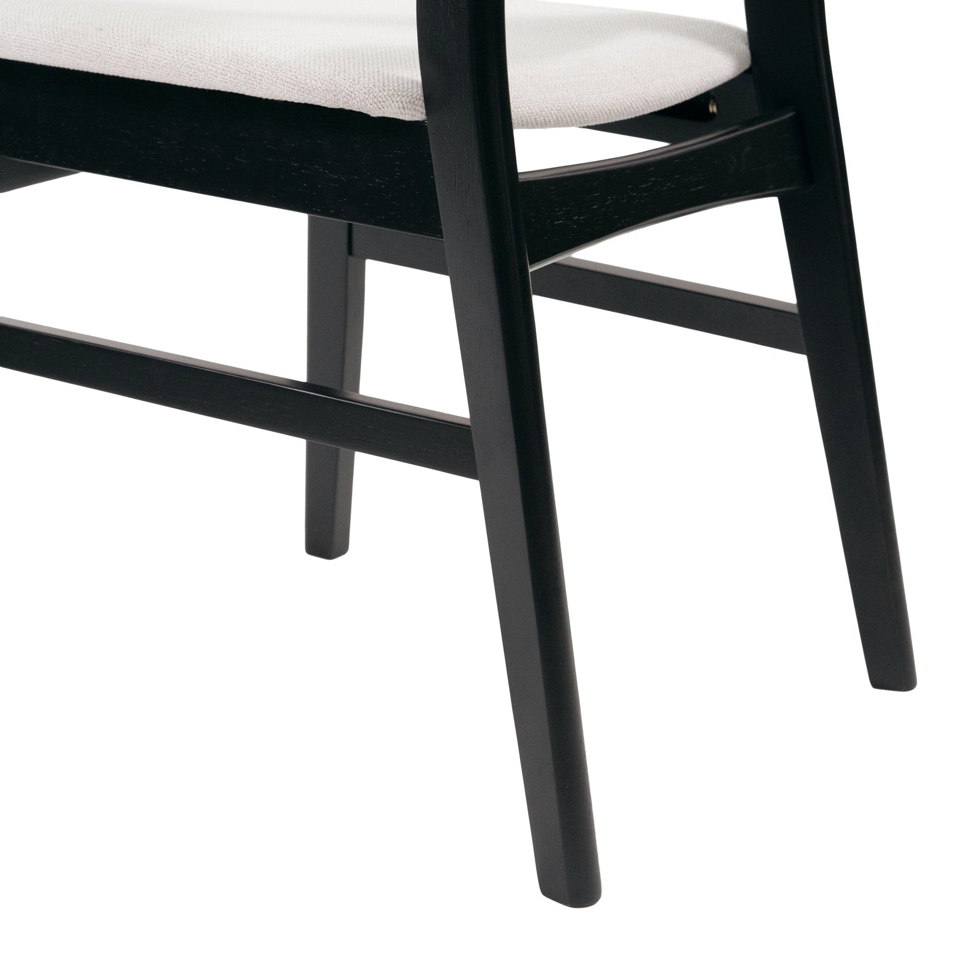 [Video] Mid-Century Modern 5-Piece Dining Set, Rubberwood Frame, One Table and 4 Upholstered Chairs, Black +Light Beige - 1st Choice Furniture Direct