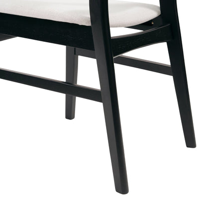 [Video] Mid-Century Modern 5-Piece Dining Set, Rubberwood Frame, One Table and 4 Upholstered Chairs, Black +Light Beige - 1st Choice Furniture Direct