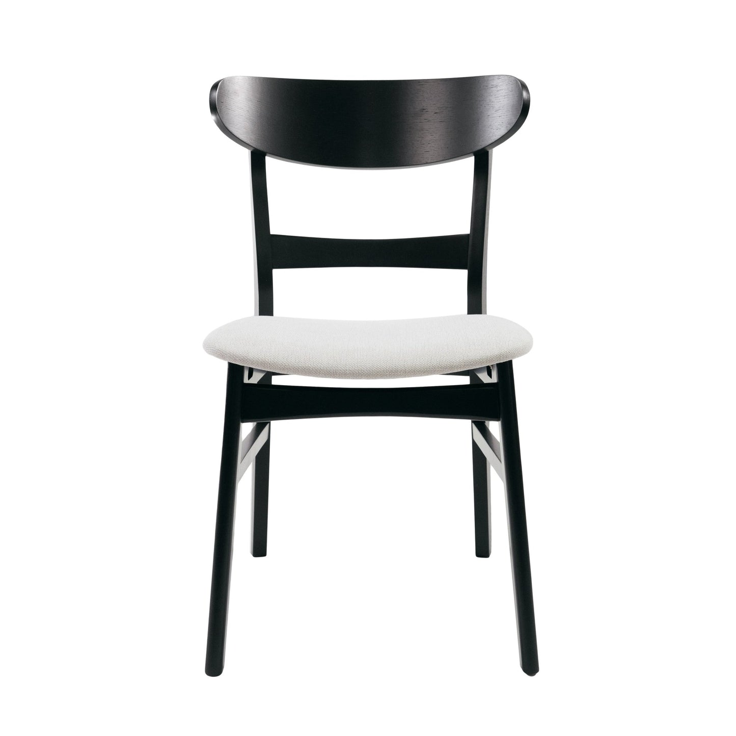 [Video] Mid-Century Modern 5-Piece Dining Set, Rubberwood Frame, One Table and 4 Upholstered Chairs, Black +Light Beige - 1st Choice Furniture Direct