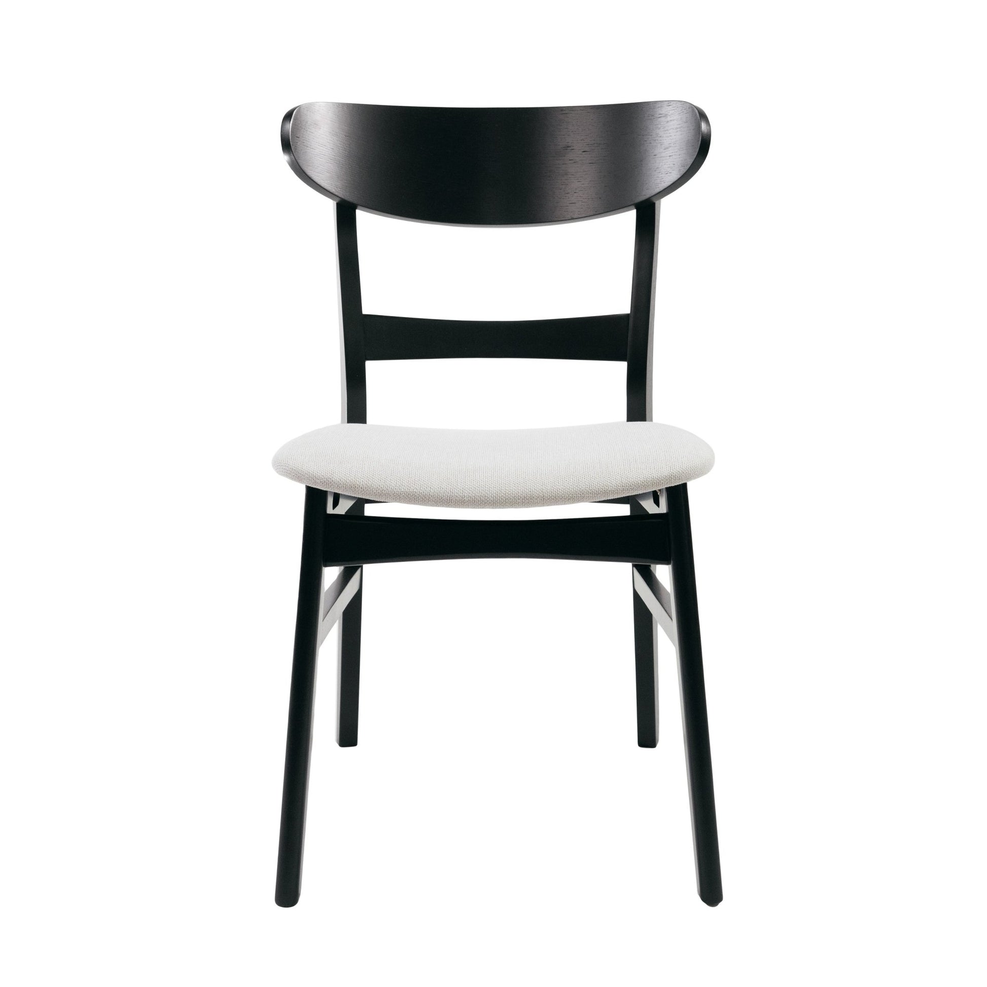 [Video] Mid-Century Modern 5-Piece Dining Set, Rubberwood Frame, One Table and 4 Upholstered Chairs, Black +Light Beige - 1st Choice Furniture Direct