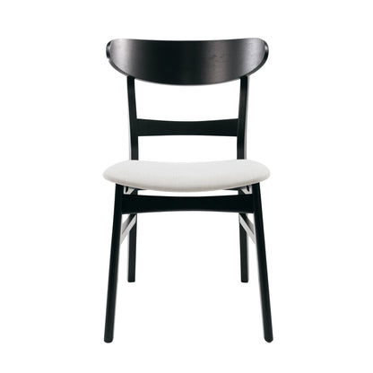 [Video] Mid-Century Modern 5-Piece Dining Set, Rubberwood Frame, One Table and 4 Upholstered Chairs, Black +Light Beige - 1st Choice Furniture Direct