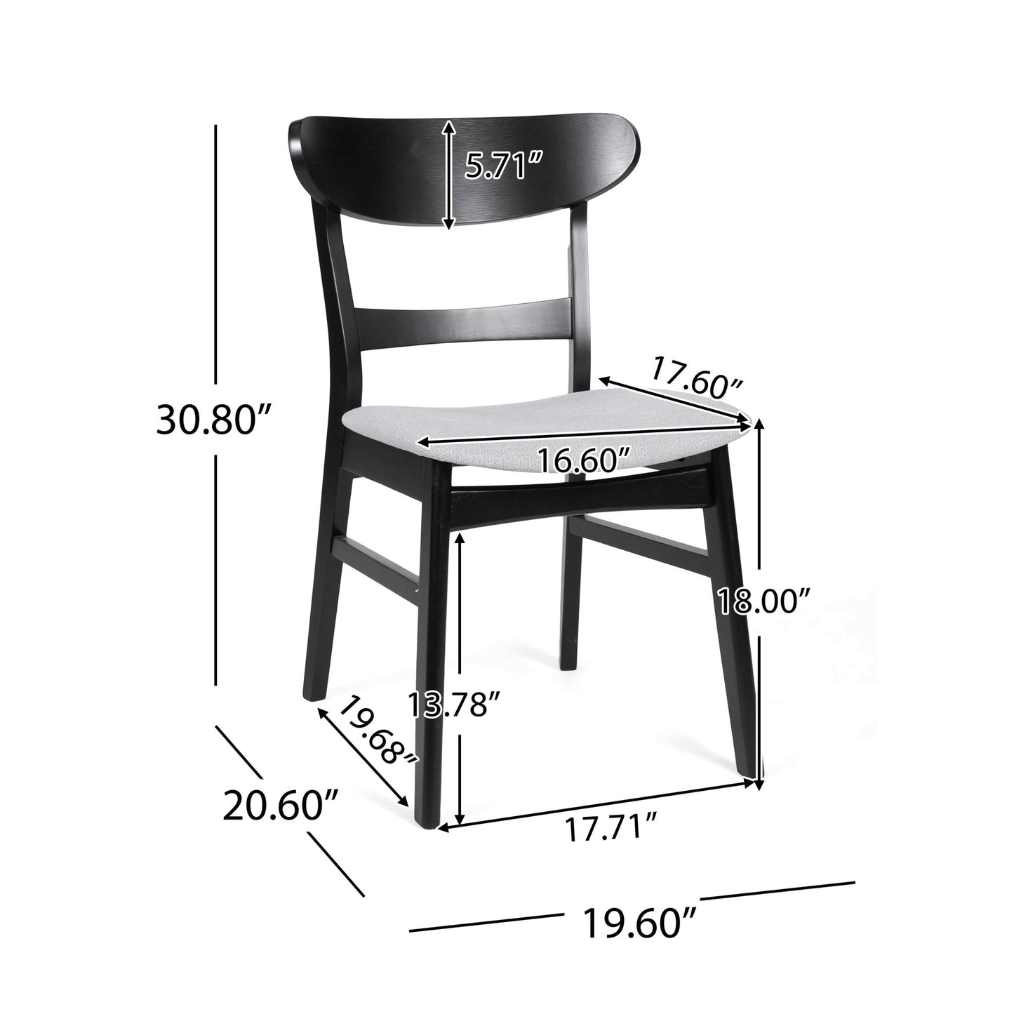 [Video] Mid - Century Modern 5 - Piece Dining Set, Rubberwood Frame, One Table and 4 Upholstered Chairs, Black +Light Gray - 1st Choice Furniture Direct