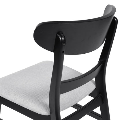 [Video] Mid - Century Modern 5 - Piece Dining Set, Rubberwood Frame, One Table and 4 Upholstered Chairs, Black +Light Gray - 1st Choice Furniture Direct