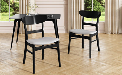 [Video] Mid - Century Modern 5 - Piece Dining Set, Rubberwood Frame, One Table and 4 Upholstered Chairs, Black +Light Gray - 1st Choice Furniture Direct