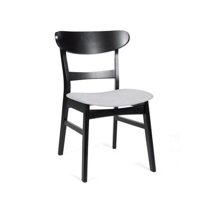 [Video] Mid - Century Modern 5 - Piece Dining Set, Rubberwood Frame, One Table and 4 Upholstered Chairs, Black +Light Gray - 1st Choice Furniture Direct