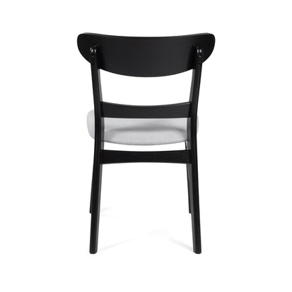 [Video] Mid - Century Modern 5 - Piece Dining Set, Rubberwood Frame, One Table and 4 Upholstered Chairs, Black +Light Gray - 1st Choice Furniture Direct