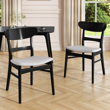 [Video] Mid - Century Modern 5 - Piece Dining Set, Rubberwood Frame, One Table and 4 Upholstered Chairs, Black +Light Gray - 1st Choice Furniture Direct
