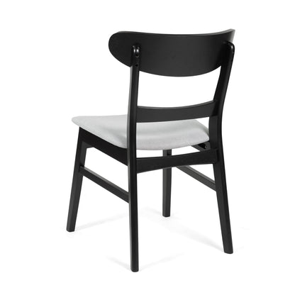 [Video] Mid - Century Modern 5 - Piece Dining Set, Rubberwood Frame, One Table and 4 Upholstered Chairs, Black +Light Gray - 1st Choice Furniture Direct