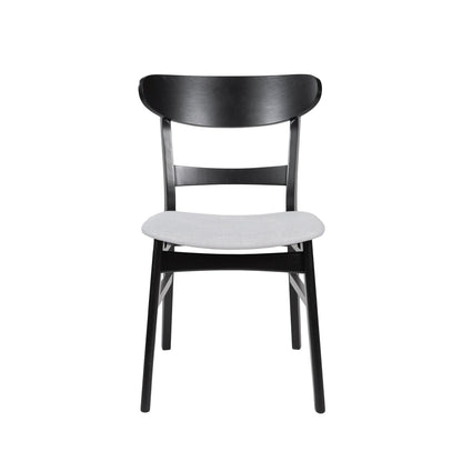 [Video] Mid - Century Modern 5 - Piece Dining Set, Rubberwood Frame, One Table and 4 Upholstered Chairs, Black +Light Gray - 1st Choice Furniture Direct