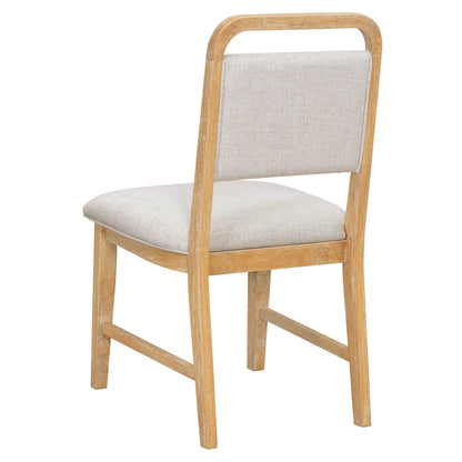 [Video Provided] TREXM Vintage Extendable Dining Table Set for 4 - 6 with 4 Upholstered Chairs and 1 Bench, Rustic Wire Brushed Kitchen Table Set with Curved Design for Dining Room and Kitchen (Natural) - 1st Choice Furniture Direct