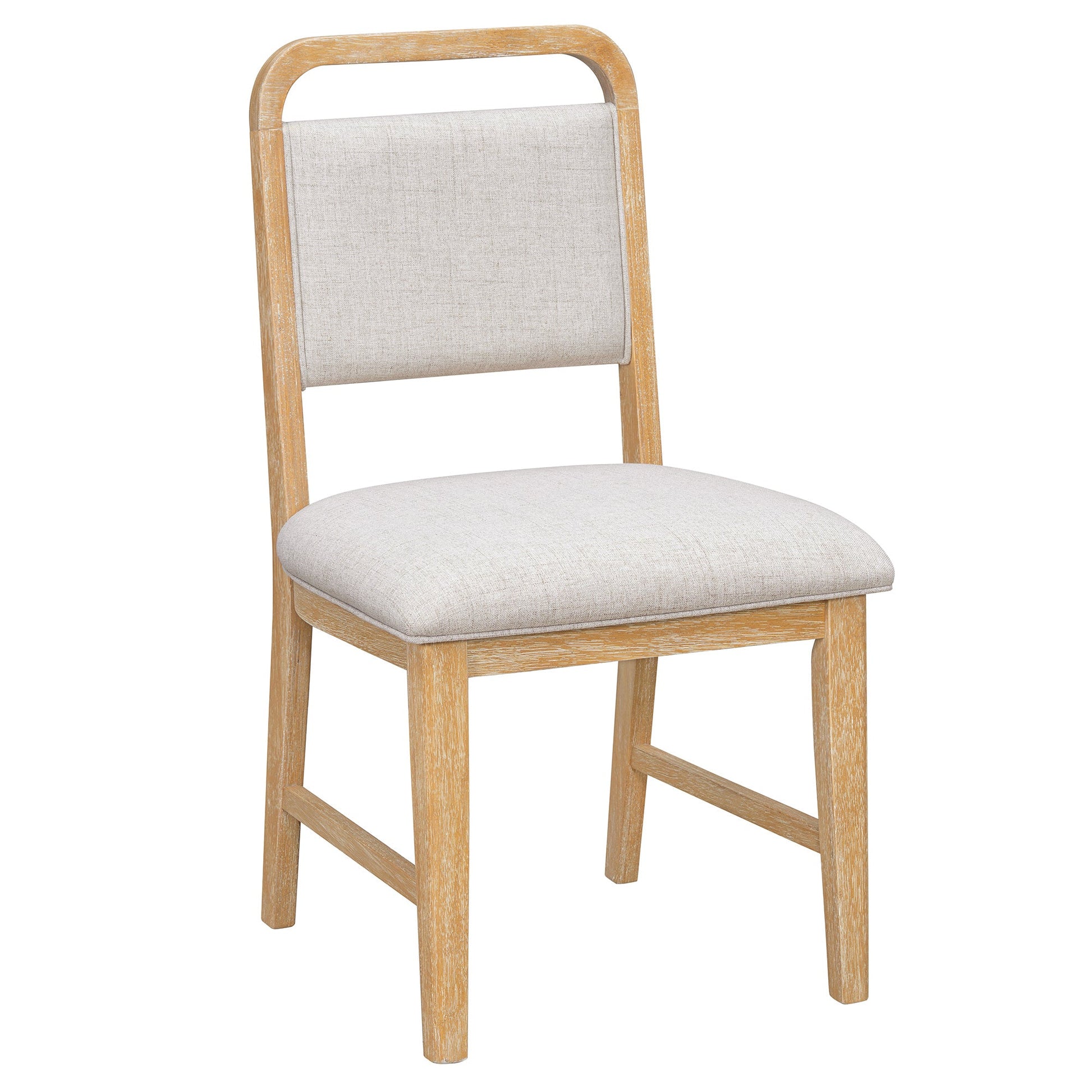 [Video Provided] TREXM Vintage Extendable Dining Table Set for 4 - 6 with 4 Upholstered Chairs and 1 Bench, Rustic Wire Brushed Kitchen Table Set with Curved Design for Dining Room and Kitchen (Natural) - 1st Choice Furniture Direct