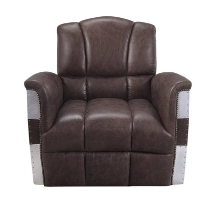 Vintage Brown Top Grain Leather Lounge Chair with Patchwork Aluminum Frame - 1st Choice Furniture Direct