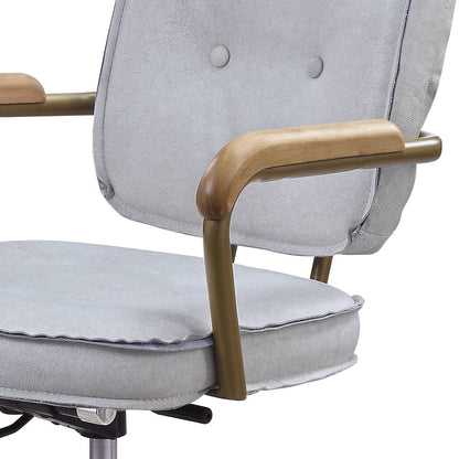 Vintage White Top Grain Leather Swivel Office Chair - 1st Choice Furniture Direct