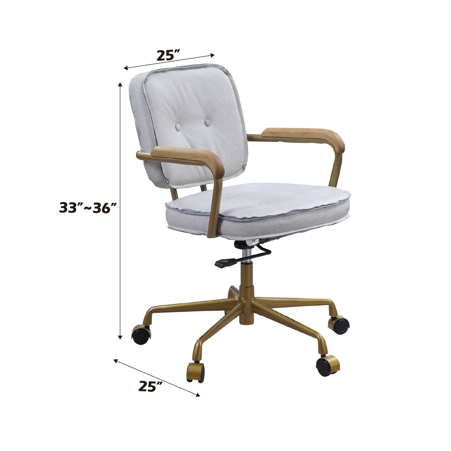 Vintage White Top Grain Leather Swivel Office Chair - 1st Choice Furniture Direct