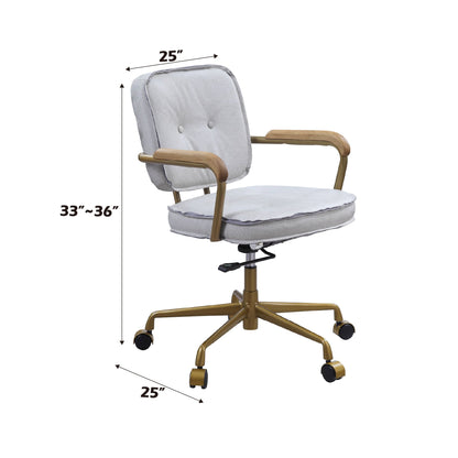 Vintage White Top Grain Leather Swivel Office Chair - 1st Choice Furniture Direct