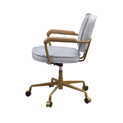 Vintage White Top Grain Leather Swivel Office Chair - 1st Choice Furniture Direct