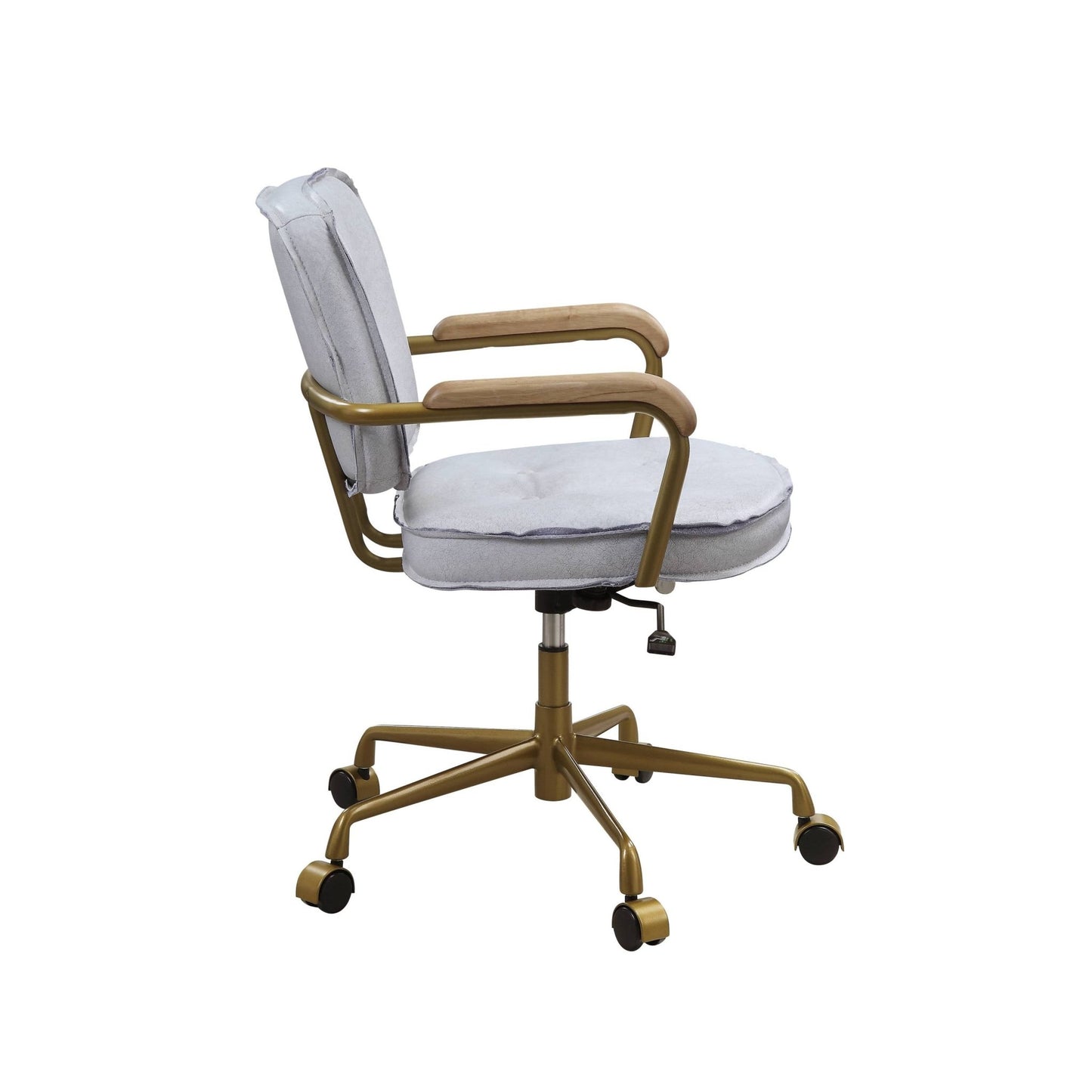 Vintage White Top Grain Leather Swivel Office Chair - 1st Choice Furniture Direct