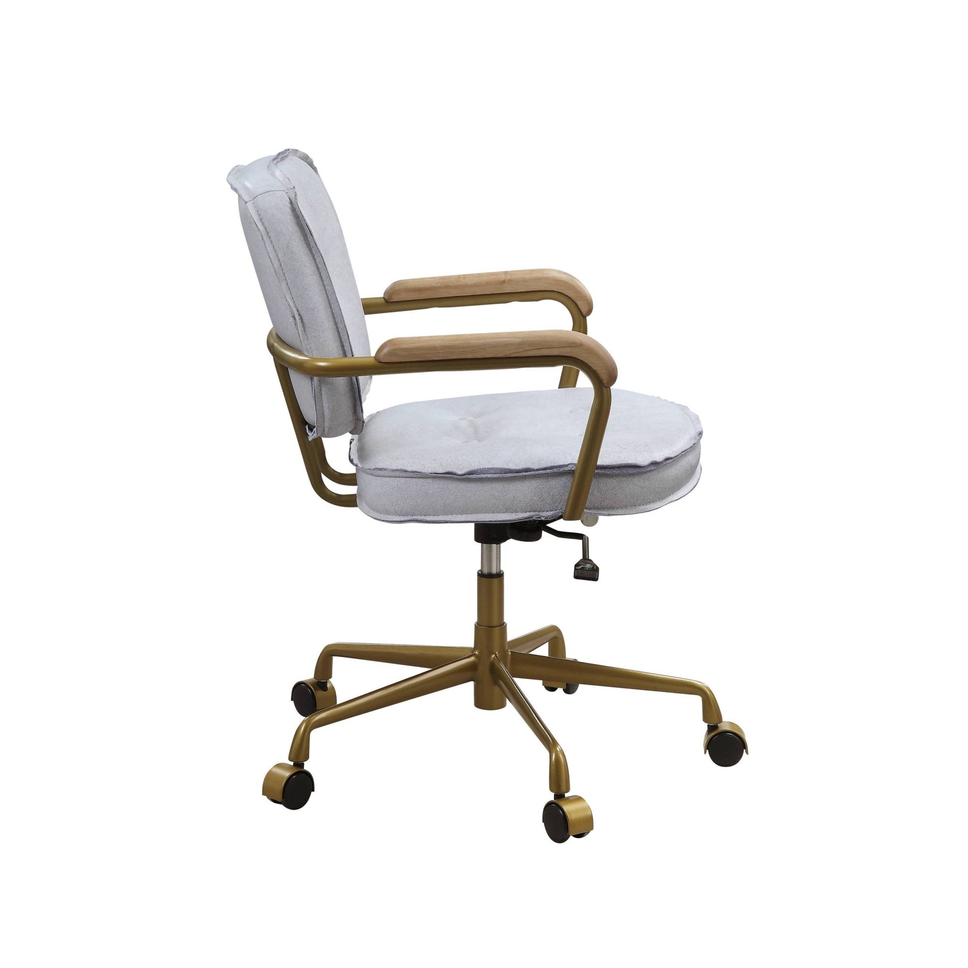 Vintage White Top Grain Leather Swivel Office Chair - 1st Choice Furniture Direct