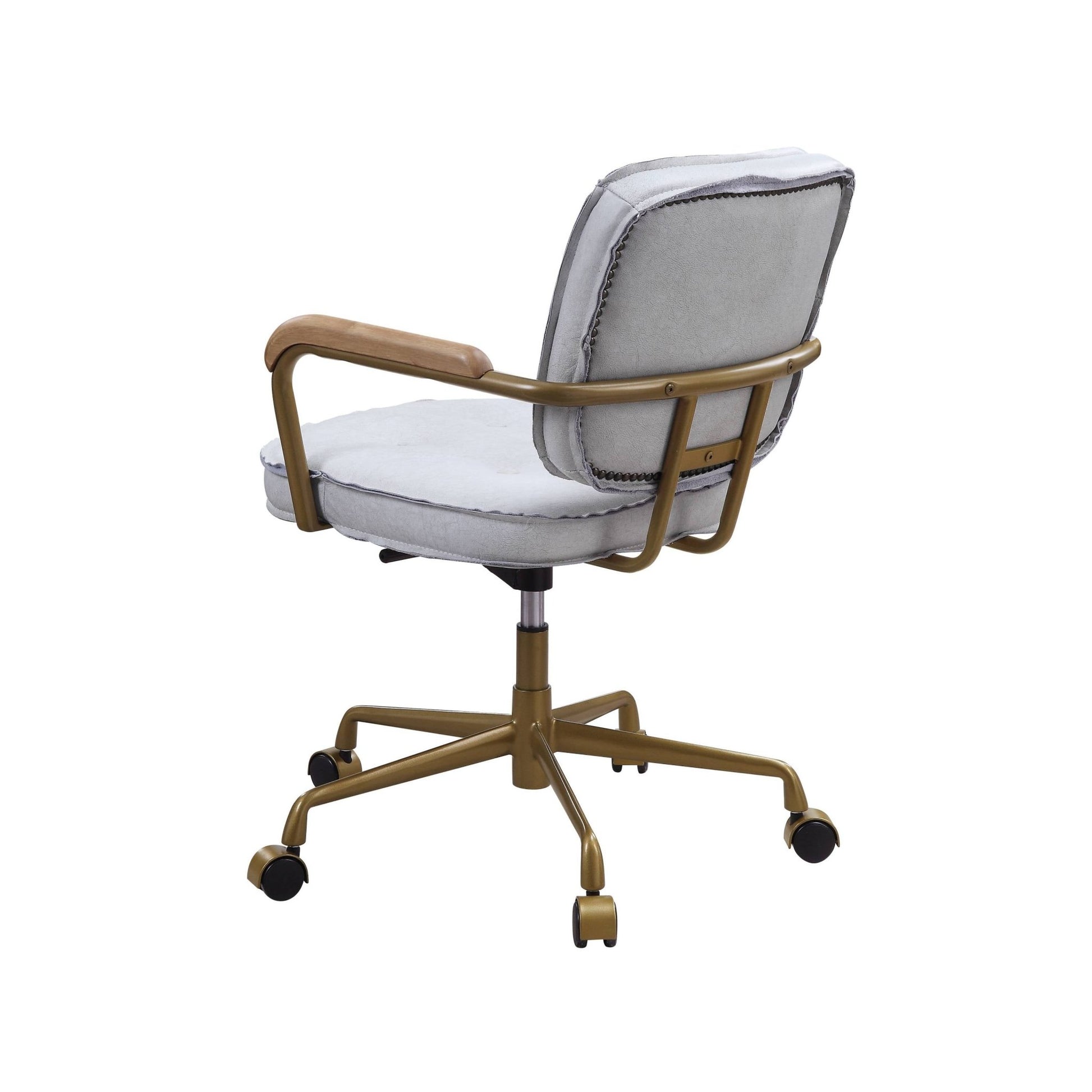 Vintage White Top Grain Leather Swivel Office Chair - 1st Choice Furniture Direct
