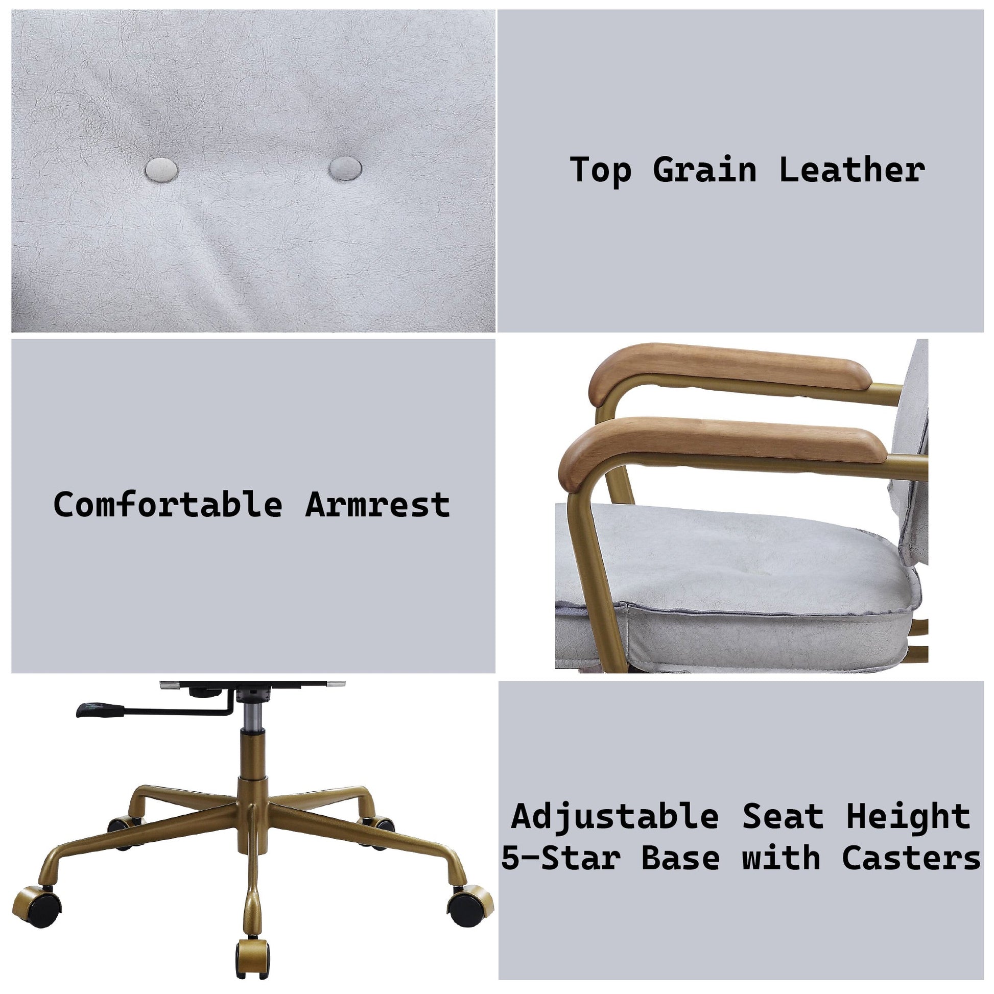 Vintage White Top Grain Leather Swivel Office Chair - 1st Choice Furniture Direct