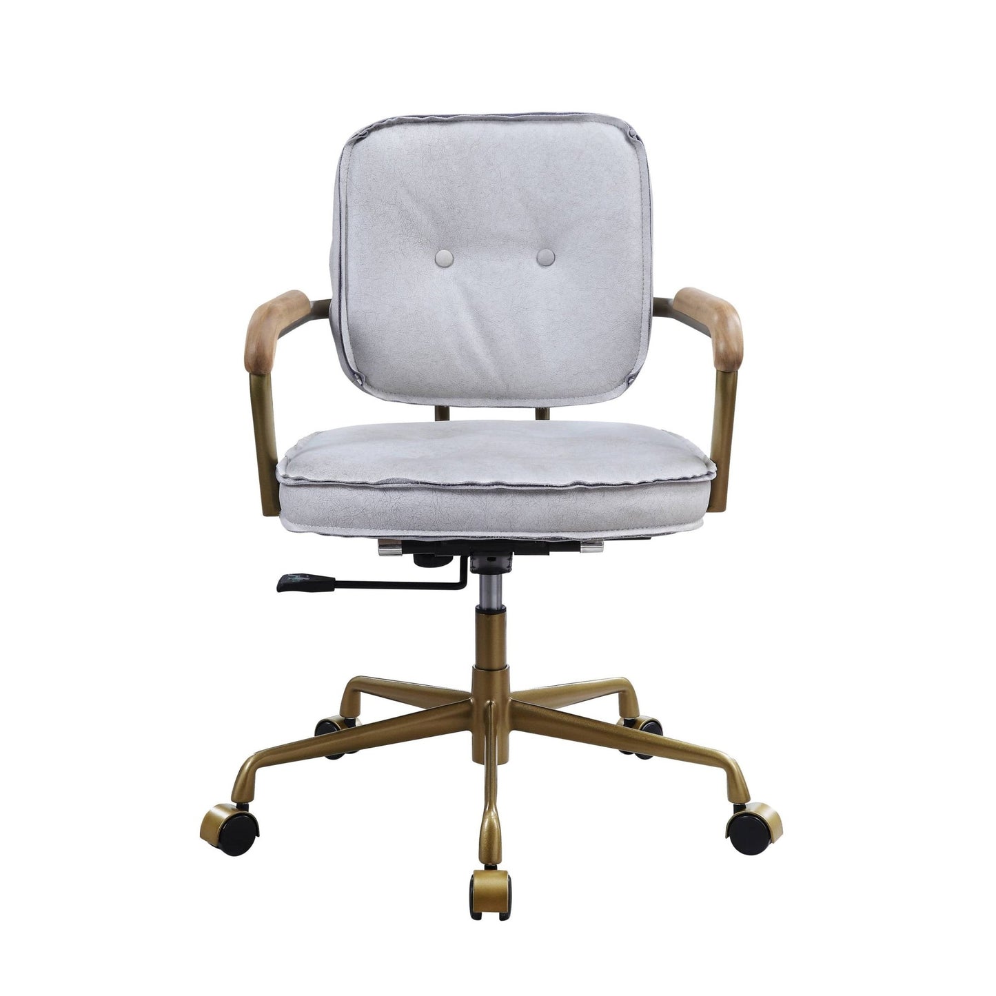 Vintage White Top Grain Leather Swivel Office Chair - 1st Choice Furniture Direct