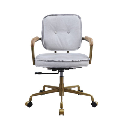 Vintage White Top Grain Leather Swivel Office Chair - 1st Choice Furniture Direct