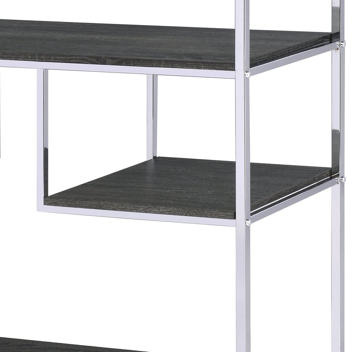 Vonara Rustic Gray Oak & Chrome Finish Bookshelf - 1st Choice Furniture Direct
