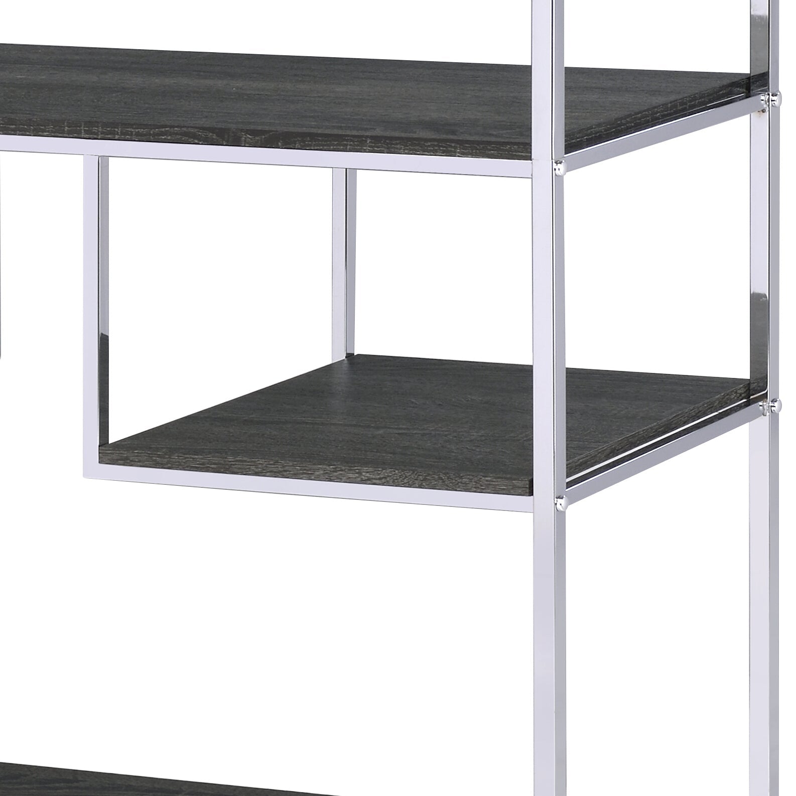 Vonara Rustic Gray Oak & Chrome Finish Bookshelf - 1st Choice Furniture Direct
