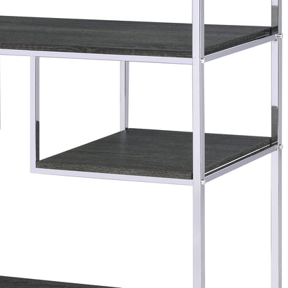 Vonara Rustic Gray Oak & Chrome Finish Bookshelf - 1st Choice Furniture Direct