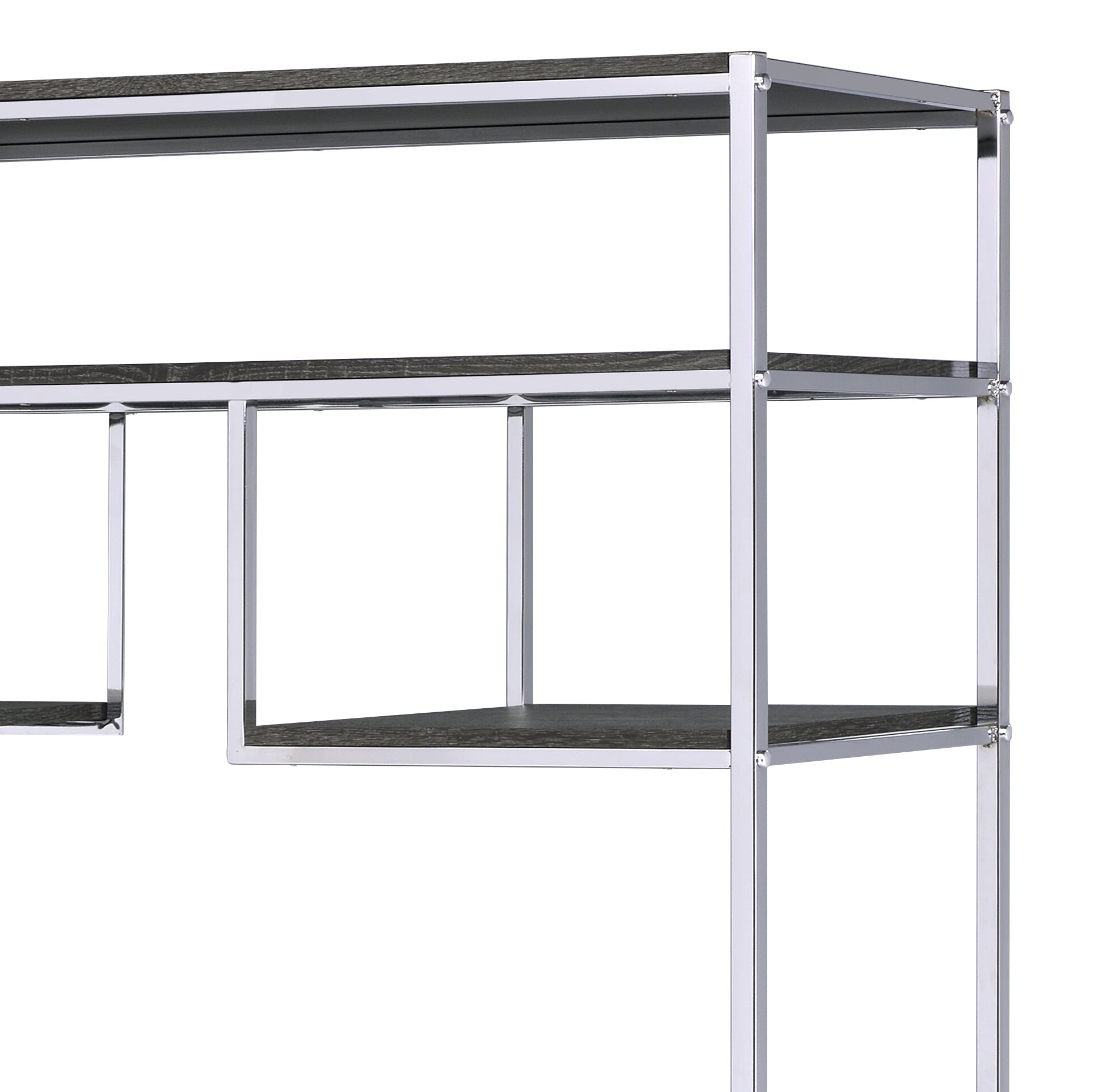 Vonara Rustic Gray Oak & Chrome Finish Bookshelf - 1st Choice Furniture Direct