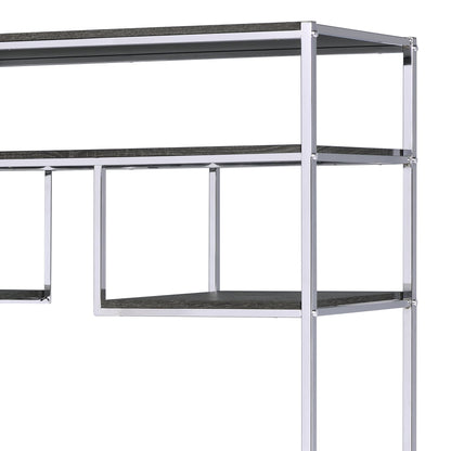Vonara Rustic Gray Oak & Chrome Finish Bookshelf - 1st Choice Furniture Direct