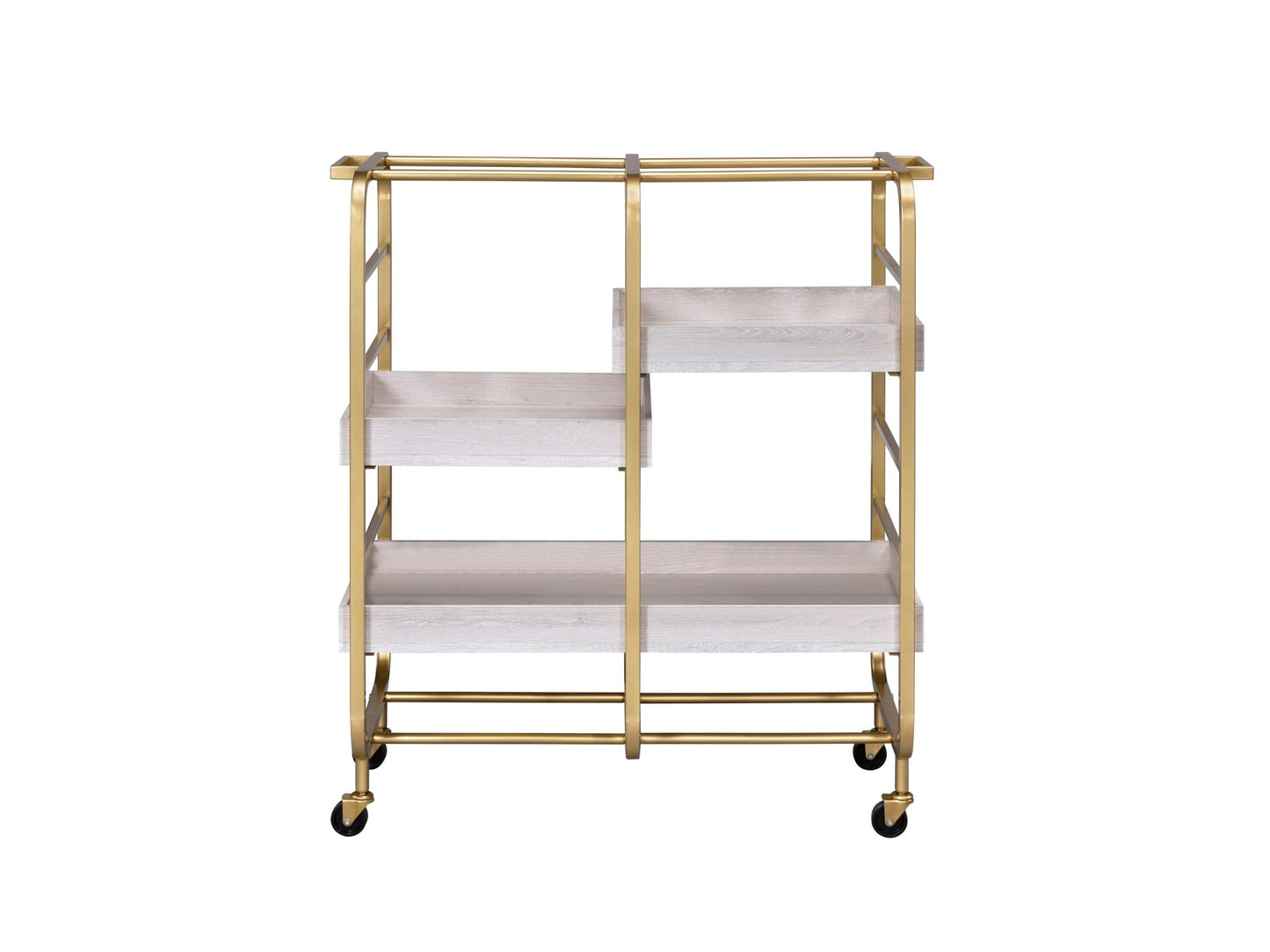 Vorrik Gold & White Washed Finish Serving Cart - 1st Choice Furniture Direct
