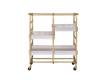 Vorrik Gold & White Washed Finish Serving Cart - 1st Choice Furniture Direct