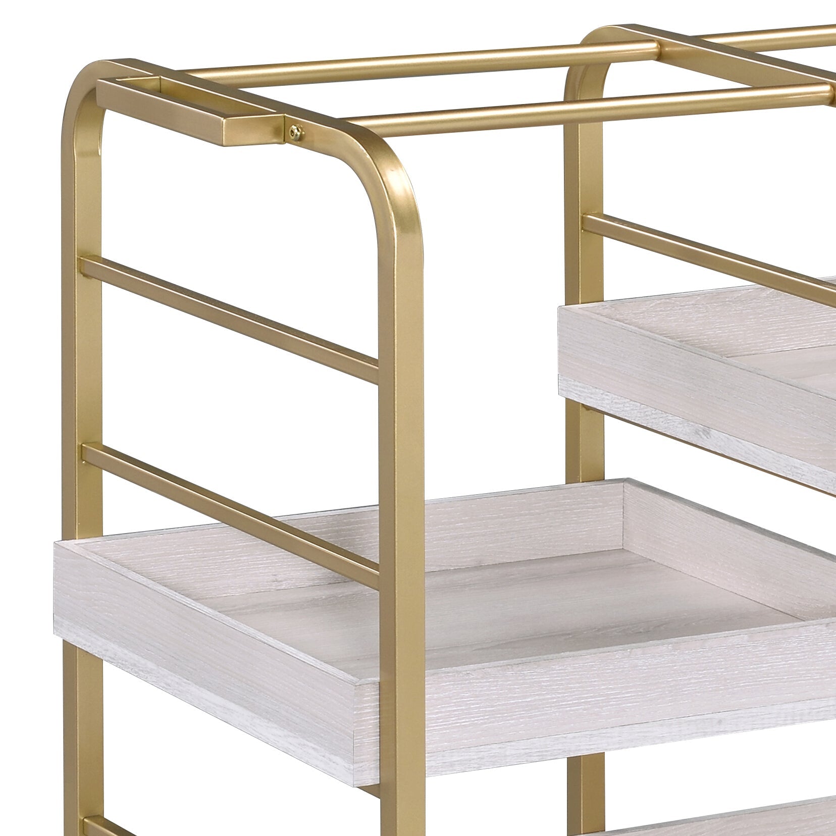 Vorrik Gold & White Washed Finish Serving Cart - 1st Choice Furniture Direct