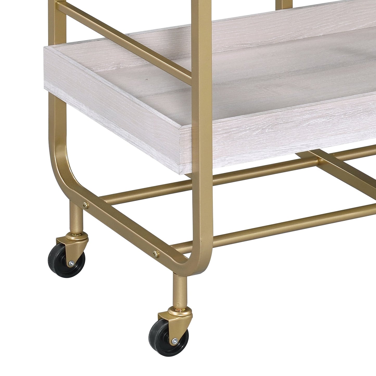 Vorrik Gold & White Washed Finish Serving Cart - 1st Choice Furniture Direct